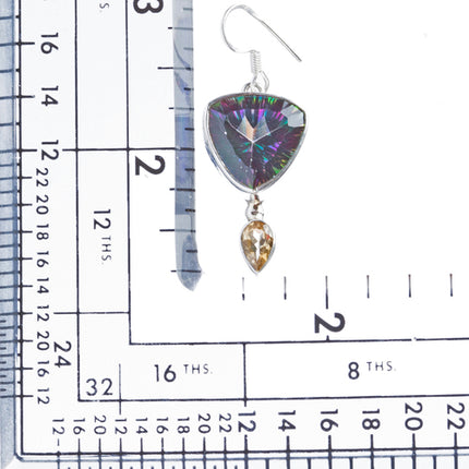 925 Sterling Silver Gemstones Mystic Topaz Citrine Dangle Ear.rings FJSE2132 - Accessoriesforever
