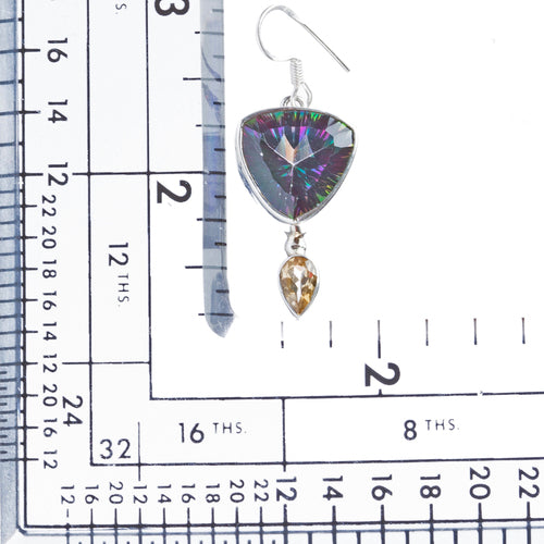 925 Sterling Silver Gemstones Mystic Topaz Citrine Dangle Ear.rings FJSE2132