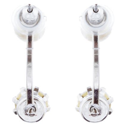 Trendy Chic Double Sided Crystal Rhinestone Pearl Swing Post Earrings E1004 SV - Accessoriesforever
