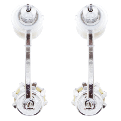 Trendy Chic Double Sided Crystal Rhinestone Pearl Swing Post Earrings E1004 SV