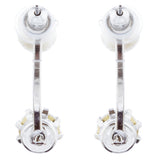 Trendy Chic Double Sided Crystal Rhinestone Pearl Swing Post Earrings E1004 SV