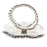 Duo Tone Crystal Pave Heart Stretch Ring Antique Silver
