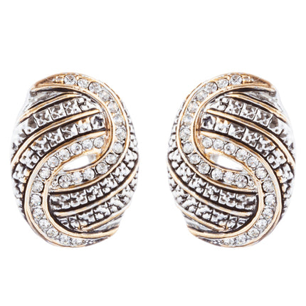Sophisticated Classic Gorgeous Two-Tone Crystal Rhinestone Earrings E1002 GDSV