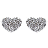 Sparkle Heart Shape Fashion Medium Stud Earrings Valentine Love Silver Clear