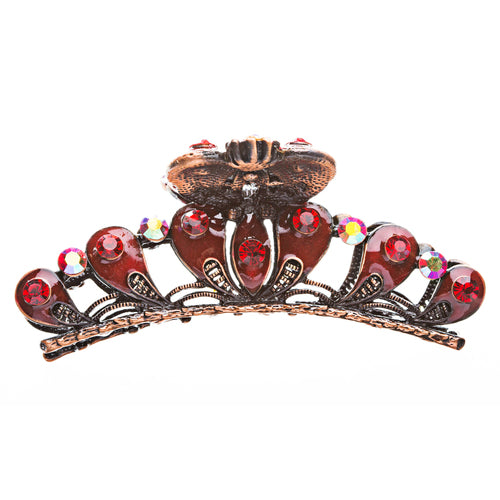 Austrian Crystal Hair Claw Clip Jewelry Ruby Red