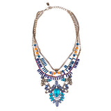 Stunning Magnificent Bead Crystal Rhinestone Statement Necklace Set JN269 GD BL
