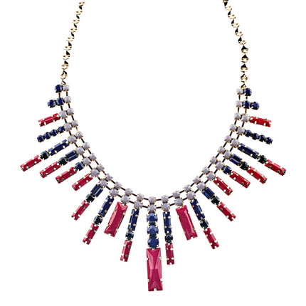 Modern Chic Trendy Dazzle Crystal Rhinestone Statement Jewelry Necklace Red