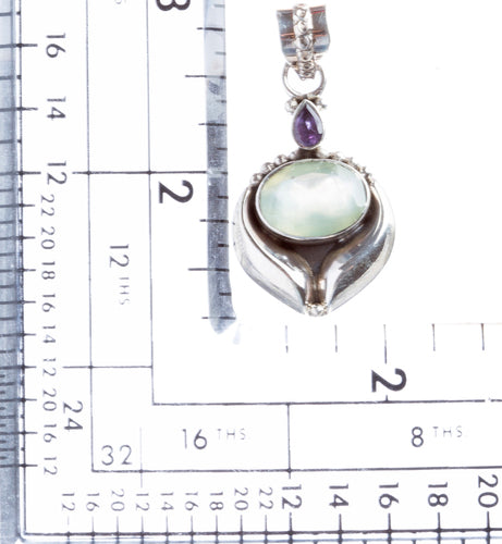 925 Sterling Silver Natural Gemstones Amethyst Pendant FJSVP2090