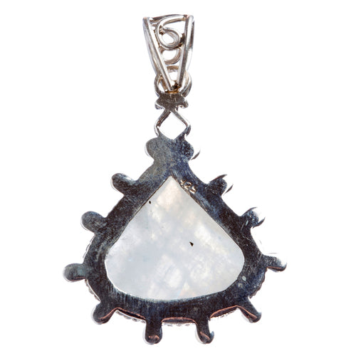 925 Sterling Silver Natural Gemstones Moonstone Pendant FJSVP2062