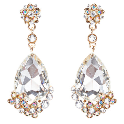 Bridal Wedding Jewelry Crystal Rhinestone Gorgeous Dangle Drop Design E789 Gold