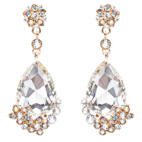 Bridal Wedding Jewelry Crystal Rhinestone Gorgeous Dangle Drop Design E789 Gold