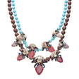 Stunning Double Chain Crystal Rhinestone Tear Drop Statement Necklace JN243 Pink
