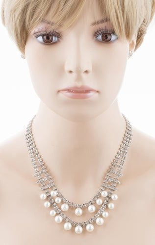 Bridal Wedding Jewelry Crystal Rhinestone Naive Yet Alluring Necklace J503 SLV