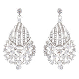 Bridal Wedding Jewelry Set Crystal Rhinestones Sparkle Wavy Bib Necklace Silver