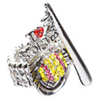 Sport Jewelry I Love Softball Crystal Rhinestone Fashion Stretch Ring Yellow
