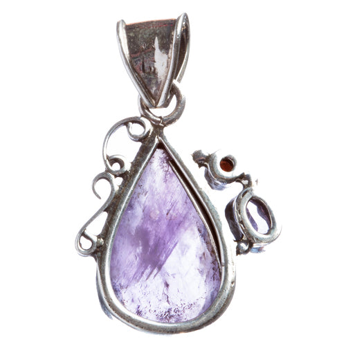 925 Sterling Silver Natural Gemstones Amethyst Pendant FJSVP2038