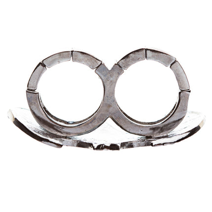 Fun Bat Crystal Two Finger Stretch Adjustable Ring Hematite Black - Accessoriesforever