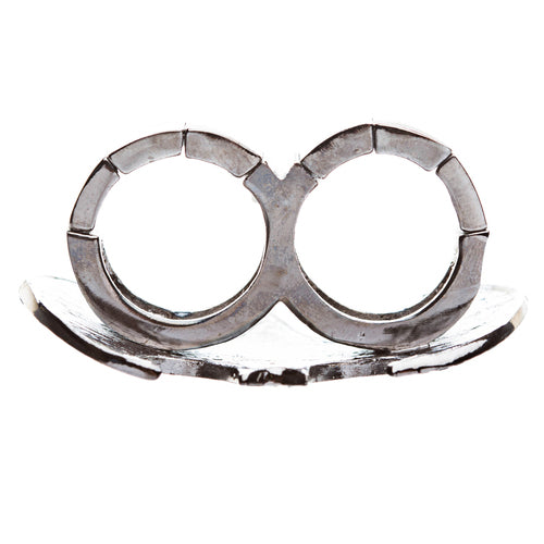 Fun Bat Crystal Two Finger Stretch Adjustable Ring Hematite Black - Accessoriesforever