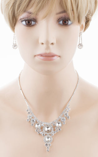 Bridal Wedding Jewelry Crystal Rhinestone Stunning Shine Necklace Set J679 SV