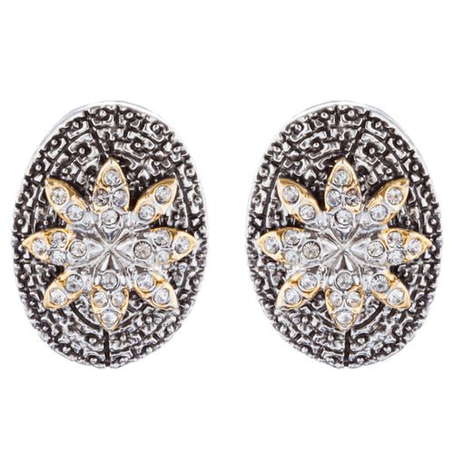 Sophisticated Classic Gorgeous Two-Tone Crystal Rhinestone Earrings E990 GDSV