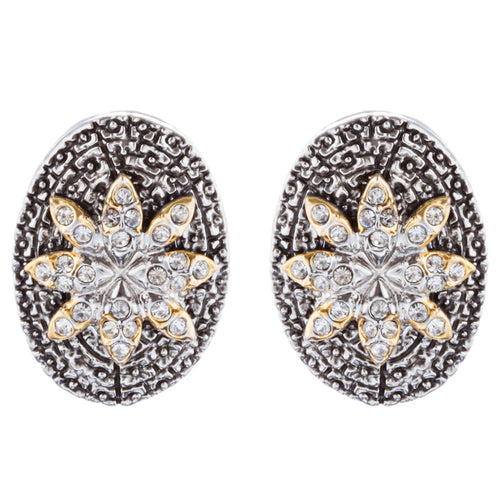 Sophisticated Classic Gorgeous Two-Tone Crystal Rhinestone Earrings E990 GDSV