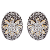 Sophisticated Classic Gorgeous Two-Tone Crystal Rhinestone Earrings E990 GDSV