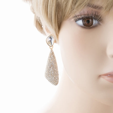 Bridal Wedding Jewelry Crystal Rhinestone Gorgeous Dangle Drop Design E785 Gold - Accessoriesforever