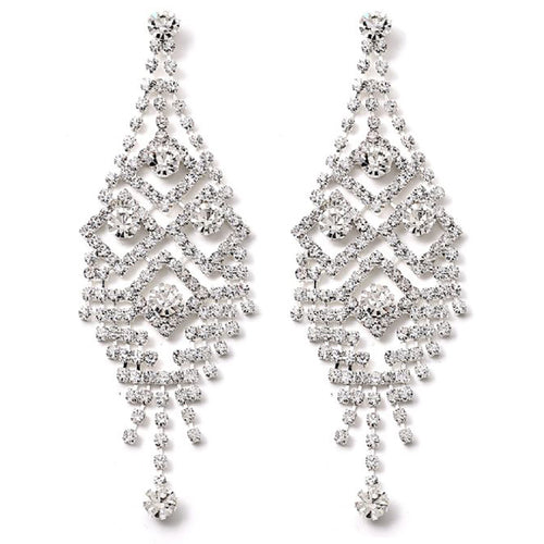 Bridal Wedding Jewelry Prom Crystal Rhinestone Stunning Dangle Earrings E1148 SV