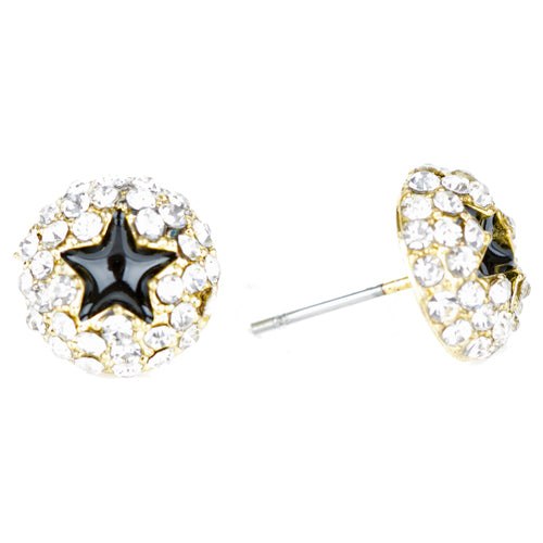 Dazzling Crystal Rhinestone Star Round Fashion Stud Post Earrings E1194 Gold - Accessoriesforever