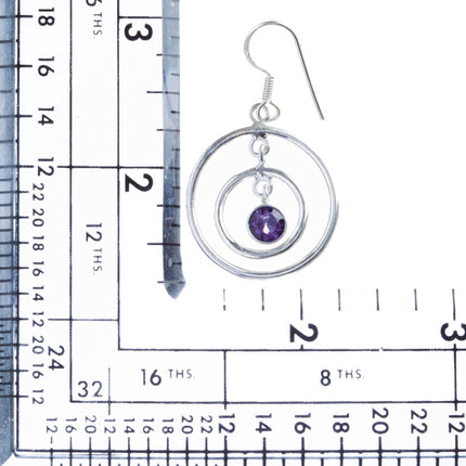 925 Sterling Silver Gemstones Natural Amethyst Dangle Earrings FJSE2177 - Accessoriesforever