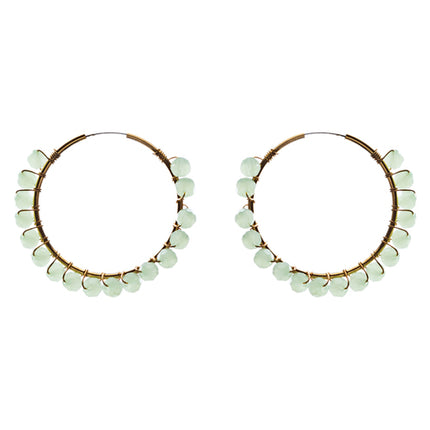 Crystal Wired Handmade Beautiful Fashion Dangle Hoop Earrings Gold Green - Accessoriesforever