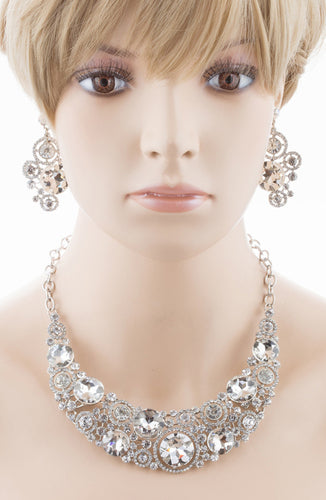 Bridal Wedding Jewelry Crystal Rhinestone Spellbinding Bib Necklace J506 Silver