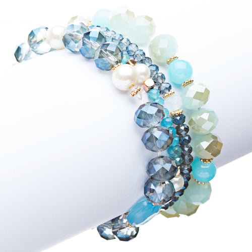 Modern Fashion Crystal Rhinestone Stylish Beaded Stretch Bracelet B420 Blue