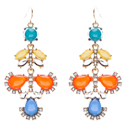 Modern Fashion Crystal Rhinestone Beautiful Floral Design Necklace E819 Orange
