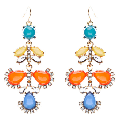 Modern Fashion Crystal Rhinestone Beautiful Floral Design Necklace E819 Orange