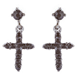 Charming Cross Crystal Rhinestone Dangle Fashion Earrings E1013 Black