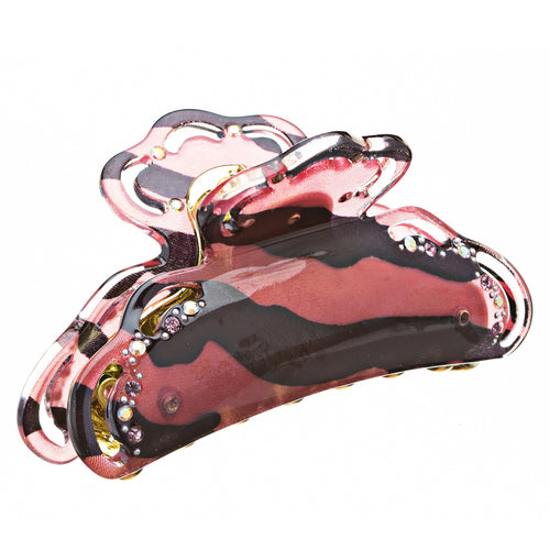Woman Hair Claw Lucite Animal Print Crystal Red NEW - Accessoriesforever