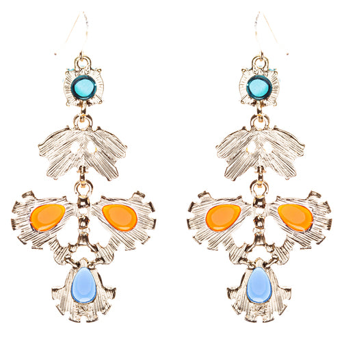 Modern Fashion Crystal Rhinestone Beautiful Floral Design Earrings E819 Orange