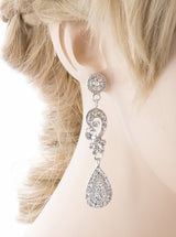 Bridal Wedding Jewelry Crystal Rhinestone Classic Teardrop Earrings E981 Silver