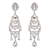 Bridal Wedding Jewelry Crystal Rhinestone Stunning Long Links Dangle Earrings