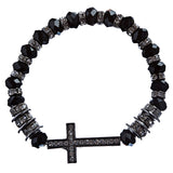 Cross Jewelry Crystal Rhinestone Trendy Design Cross Stretch Bracelet B362 Black