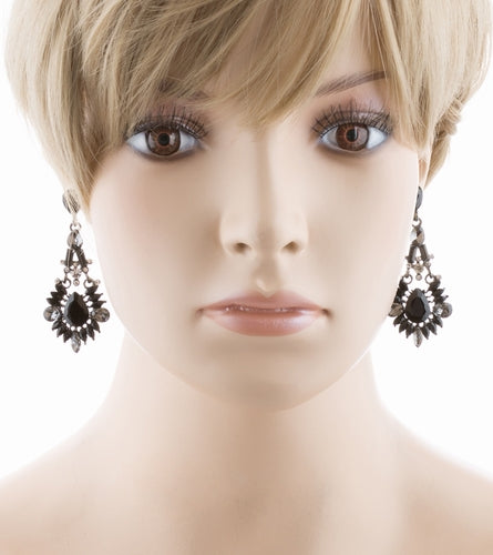 Bridal Wedding Jewelry Crystal Rhinestone Uniquely Crafted Earrings E726 Black