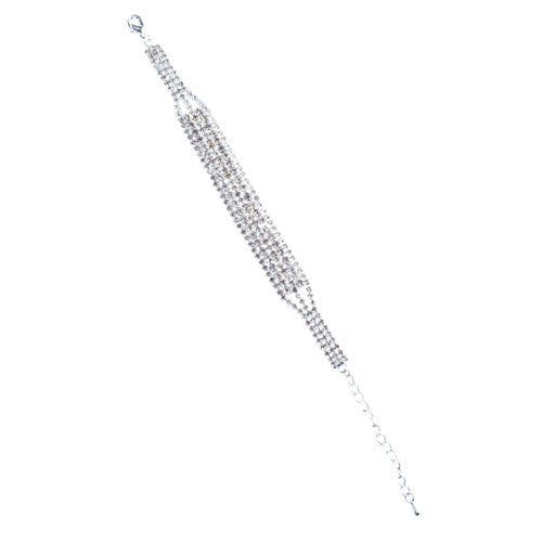Bridal Jewelry Crystal Rhinestone Bracelet White 5 Row