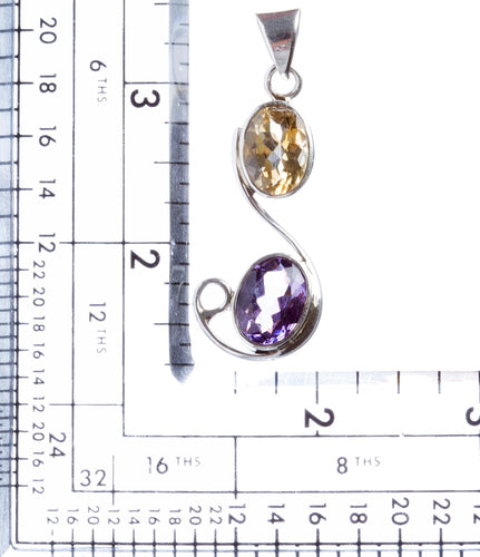 925 Sterling Silver Natural Gemstones Amethyst Pendant FJSVP2069