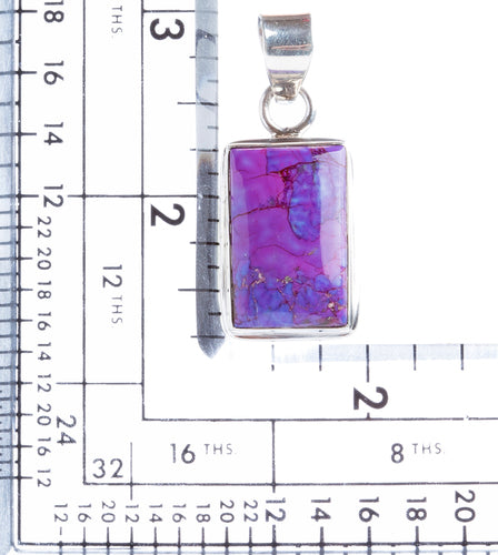 925 Sterling Silver Natural Gemstones Purple Copper Turquoise Pendant FJSVP2097
