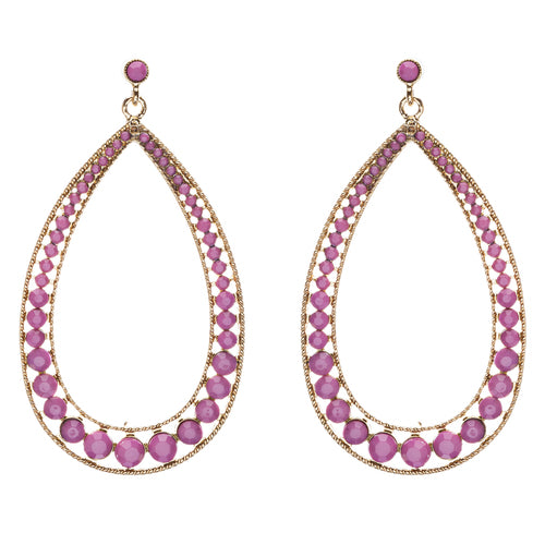 Crystal Accented Teardrop Dangle Earring Gold Purple - Accessoriesforever