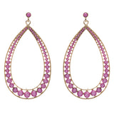 Crystal Accented Teardrop Dangle Earring Gold Purple