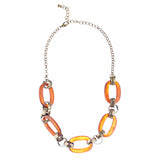 Fashion Links Pattern Design Statement Necklace Earrings Set JN283 Brown