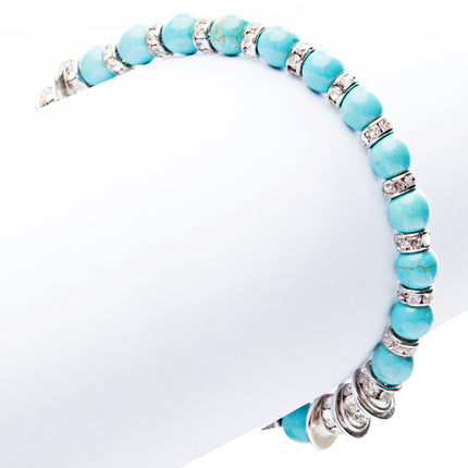 Lovely Crystal Rhinestone Cross Design Fashion Statement Bracelet B472 Turquoise - Accessoriesforever