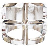 Trendy Square Shaped Hollow Design Statement Fashion Stretch Ring R215 Silver